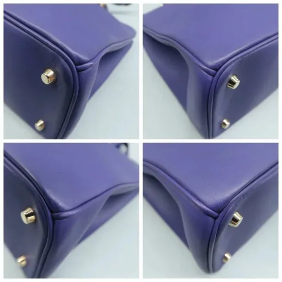 100% Authentic Dior Diorissimo Purple W/P Leather Satchel - Picture 6 of 12